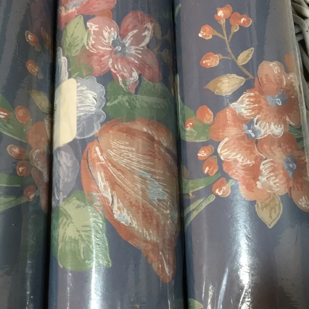 4 Rolls Vintage Wallpaper Border 20 Yards /60 Linear Ft Blue Pink Country Floral